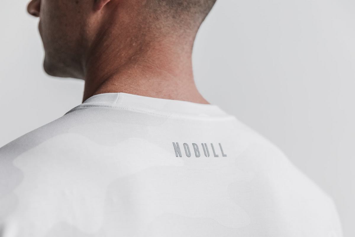 Nobull Crossfit® Men's Long Sleeves White Camo | Australia (QN7812)